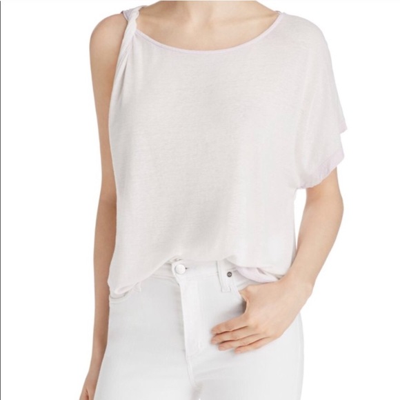 NWT FREE PEOPLE ONE SHOULDER ASYMMETRICAL SOFT SUMMER TEE Boho Chic Minimalist - Picture 3 of 6